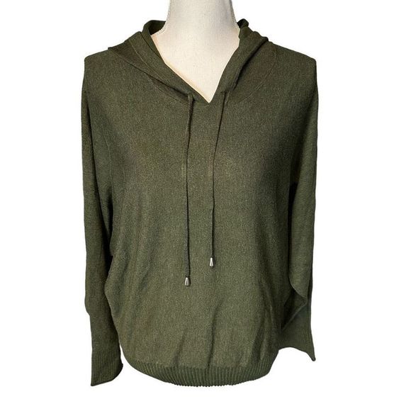 CYRUS NWT forest dark green pullover hoodie knit top women’s large new with tags - Picture 1 of 9